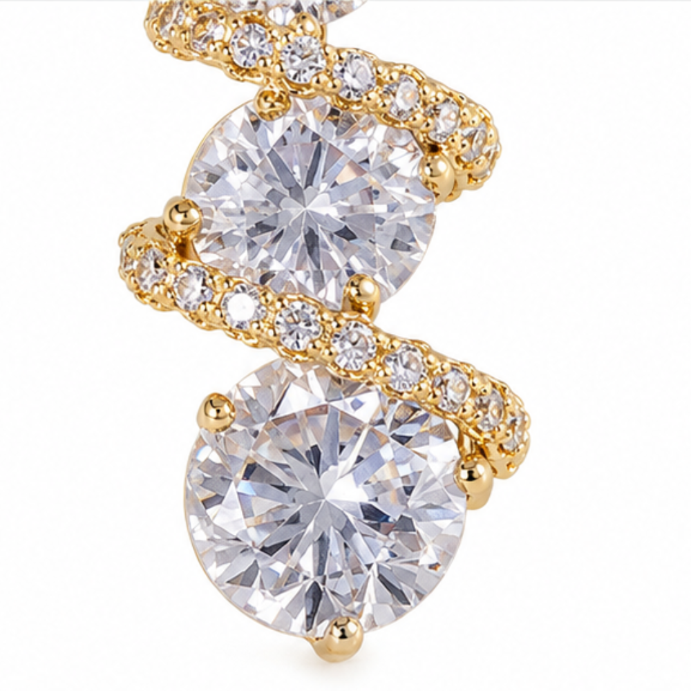Lucienne – Asymmetric Spiral Crystal Drop Earrings
