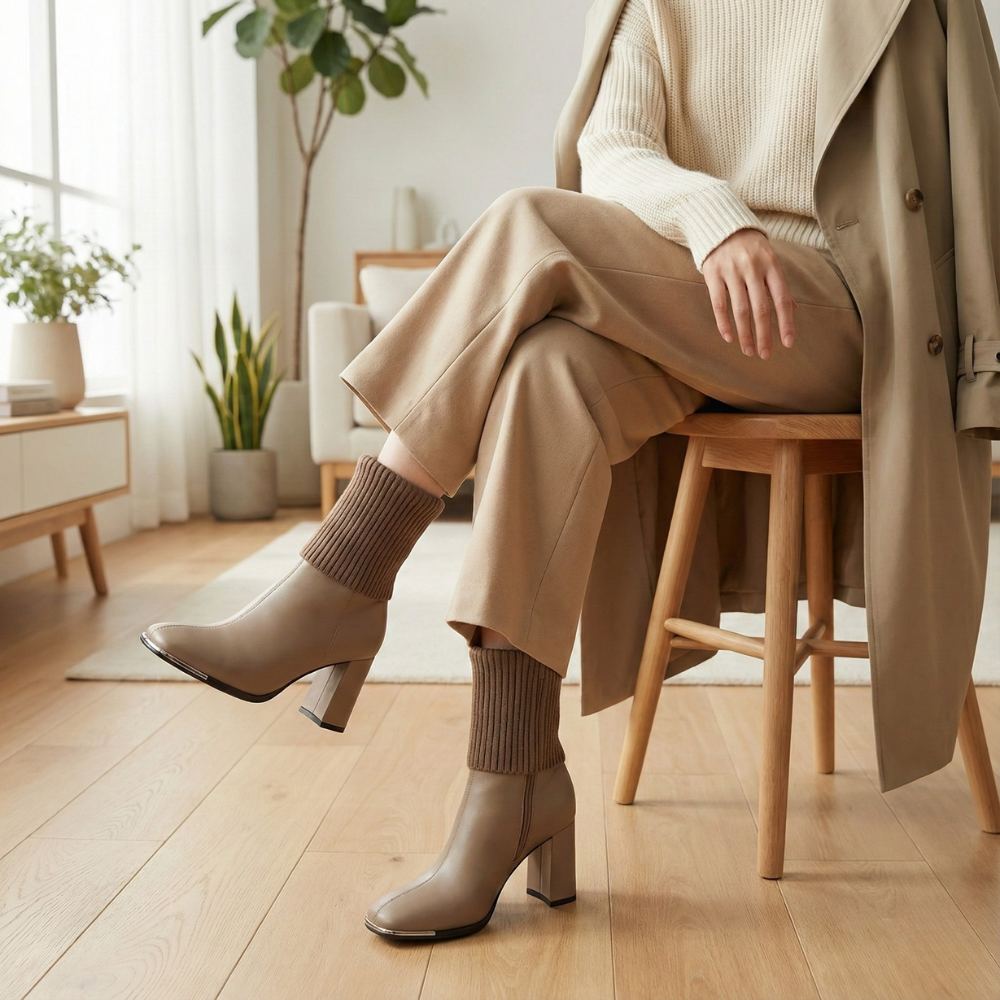 Flexara – Women’s Stretch Knit Block Heel Boots