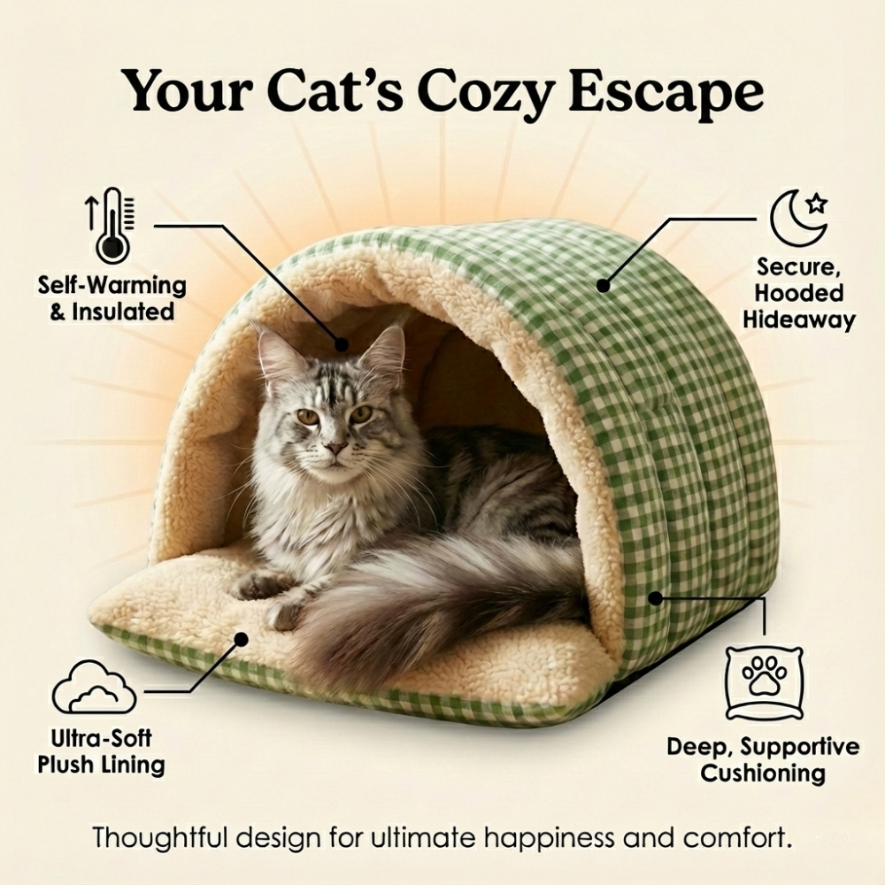 Cavina – Plush Half-Dome Cave Bed for Cats