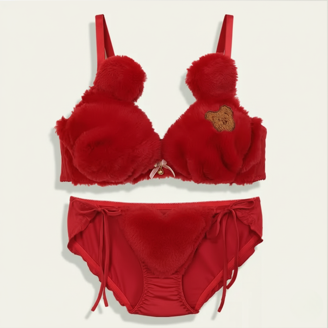 Cozyelle - Women's Plush Lingerie Set, Soft Fleece Cozy Warm