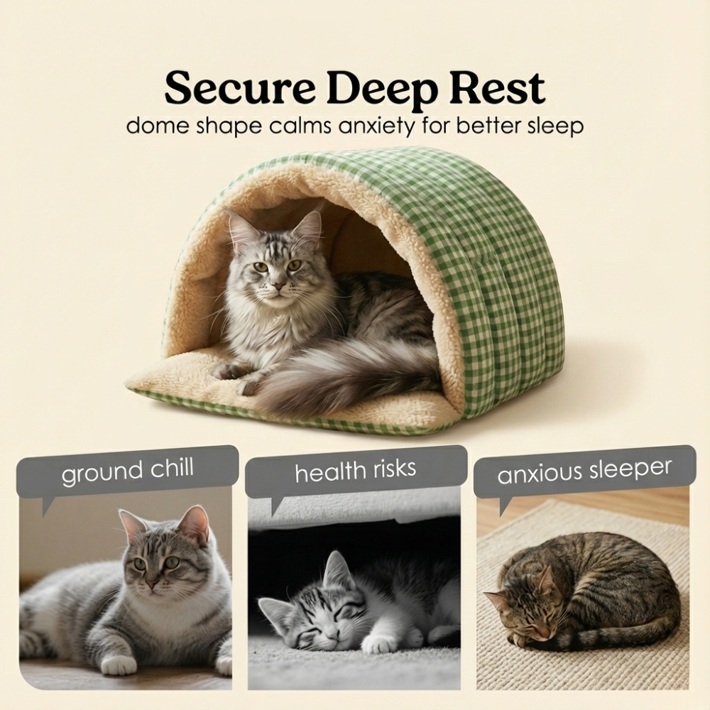 Cavina – Plush Half-Dome Cave Bed for Cats