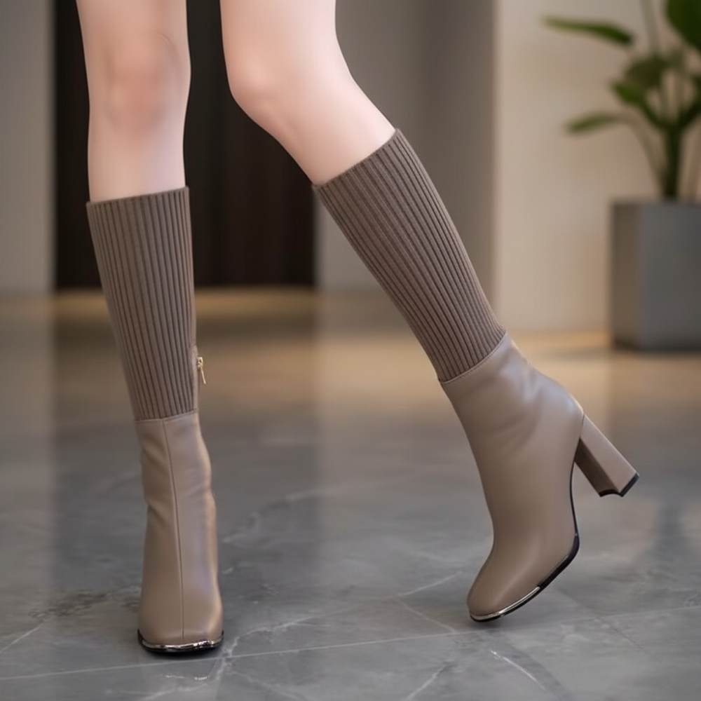 Flexara – Women’s Stretch Knit Block Heel Boots