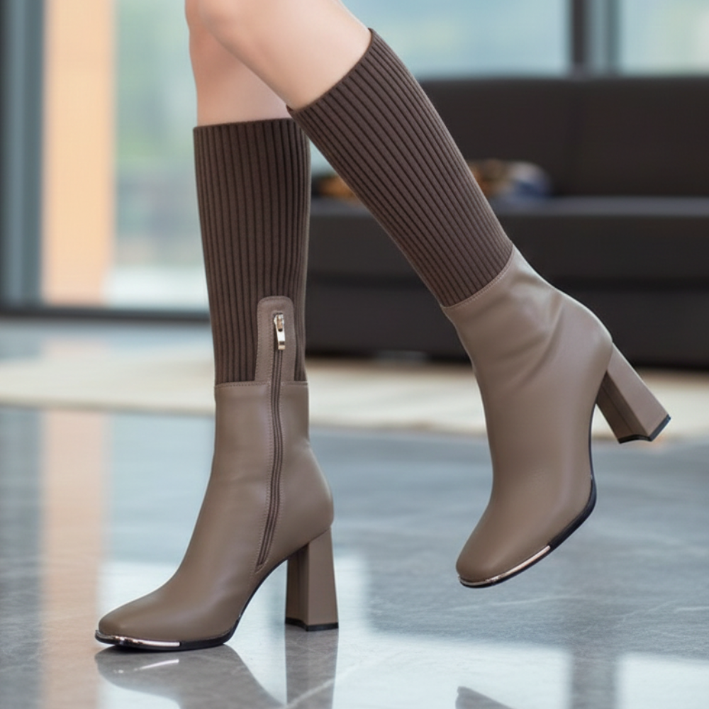Flexara – Women’s Stretch Knit Block Heel Boots