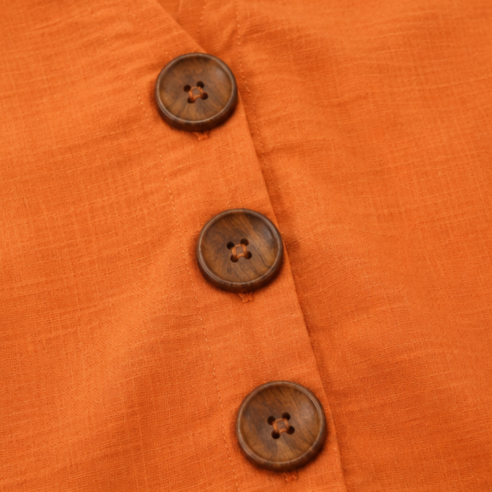 Laurelle – V-Neck Ruffle Sleeve Blouse with Buttons
