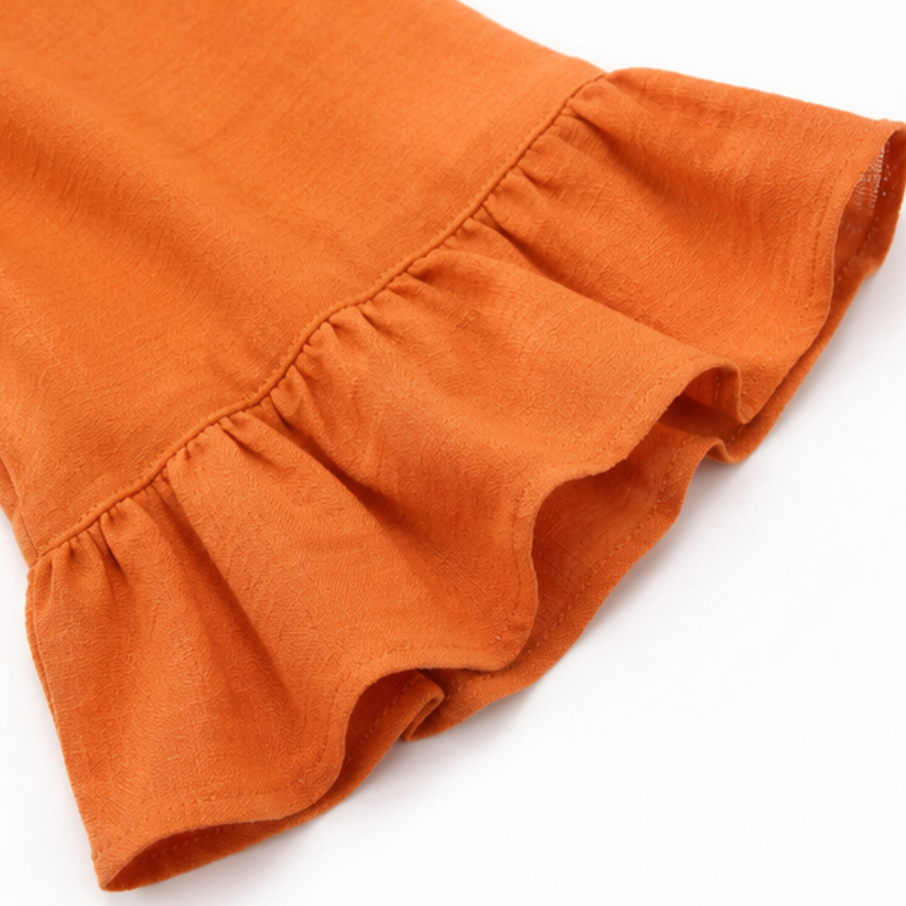 Laurelle – V-Neck Ruffle Sleeve Blouse with Buttons