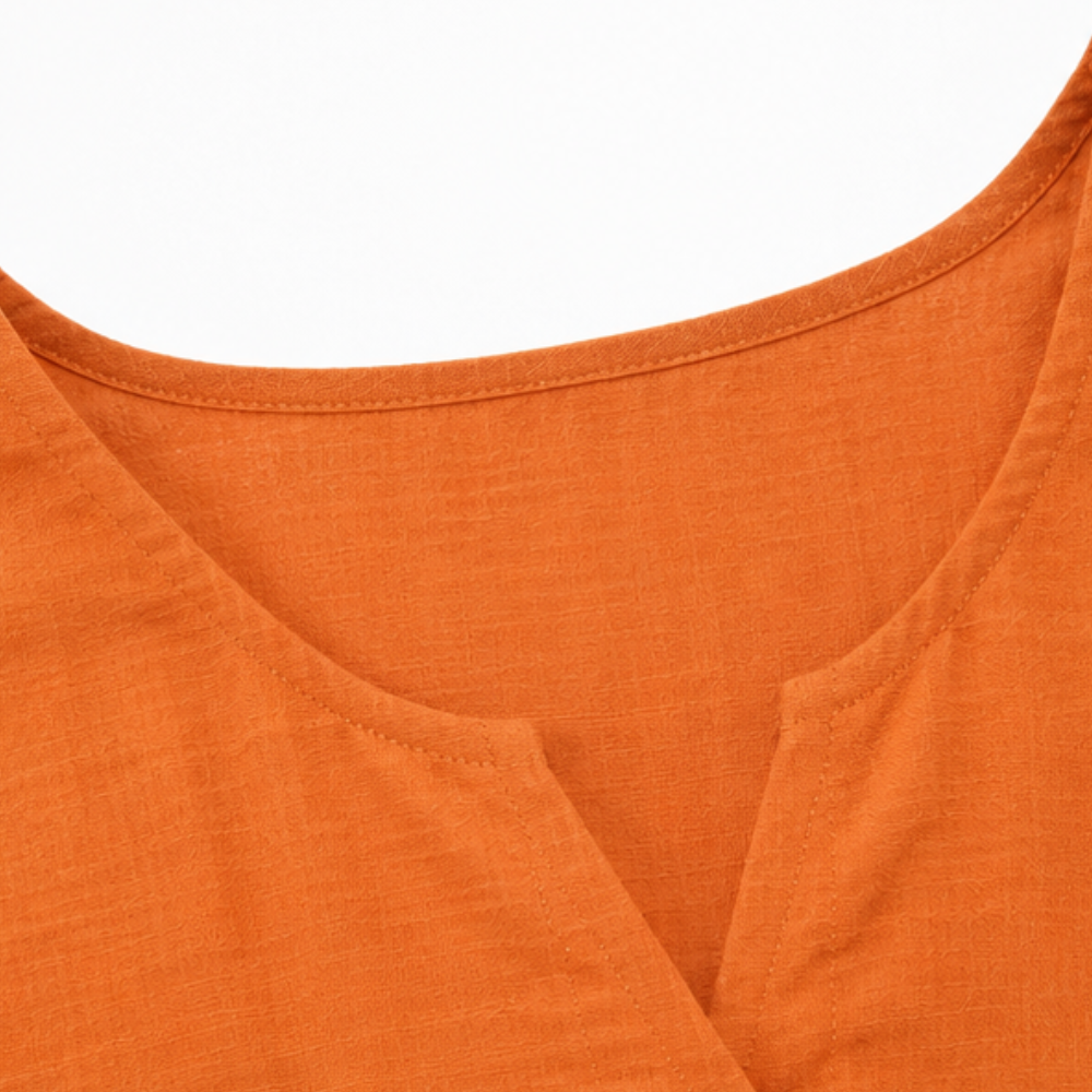 Laurelle – V-Neck Ruffle Sleeve Blouse with Buttons