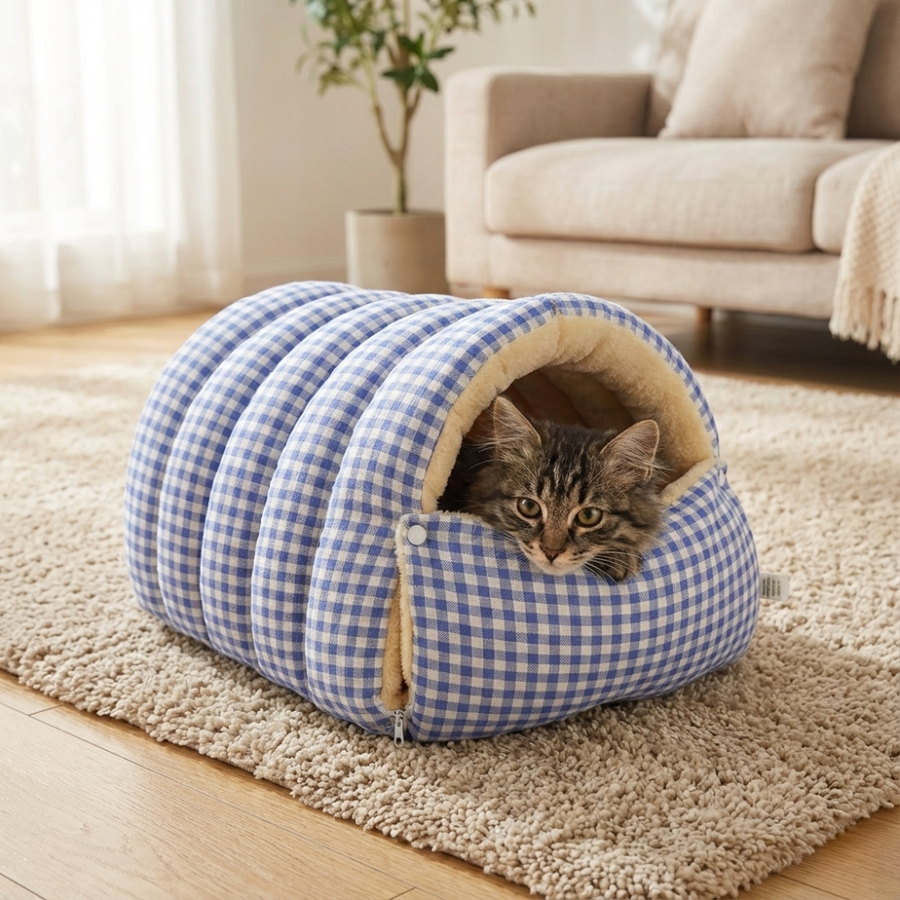 Cavina – Plush Half-Dome Cave Bed for Cats