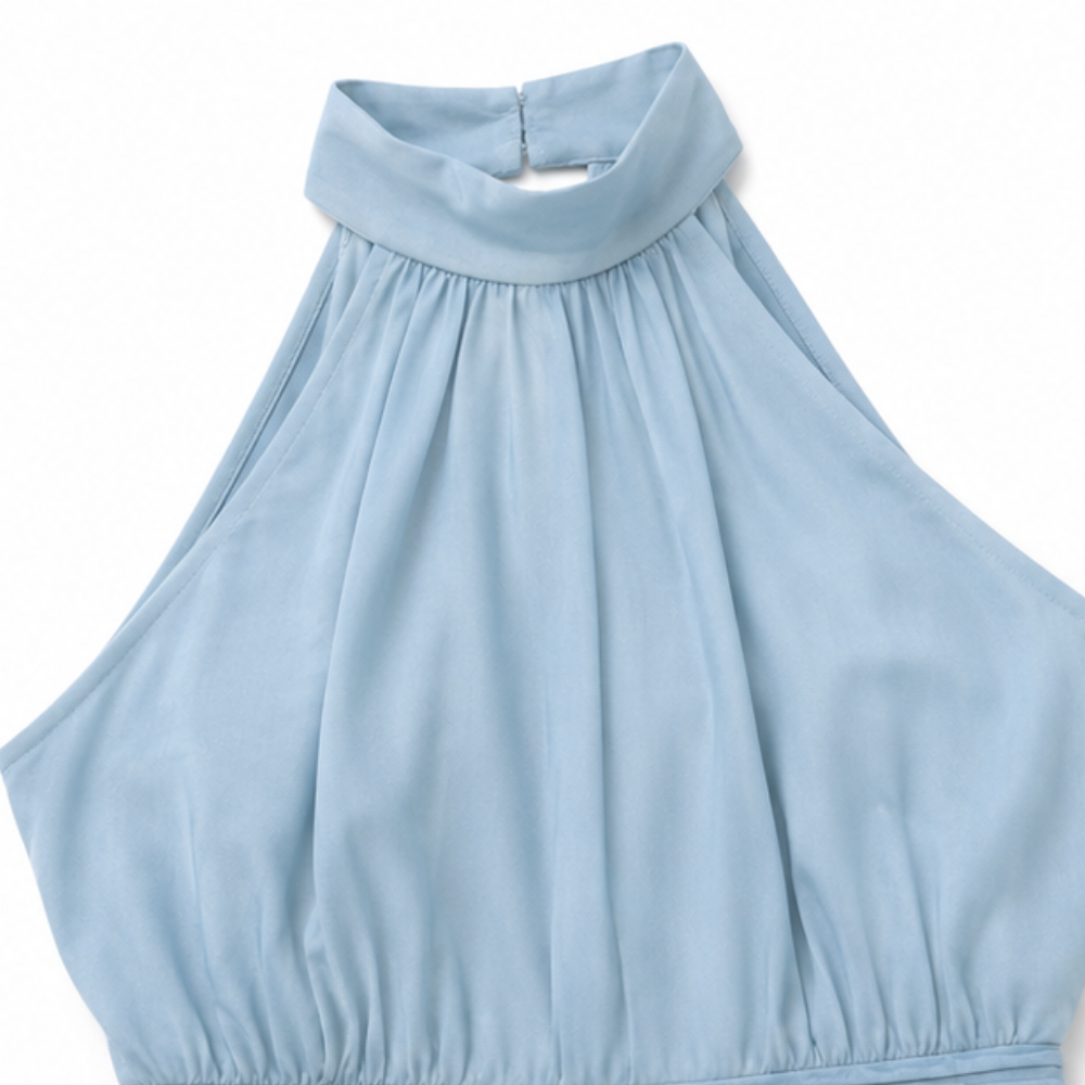Corima – Halter Bow-Back Pleated Maxi Dress
