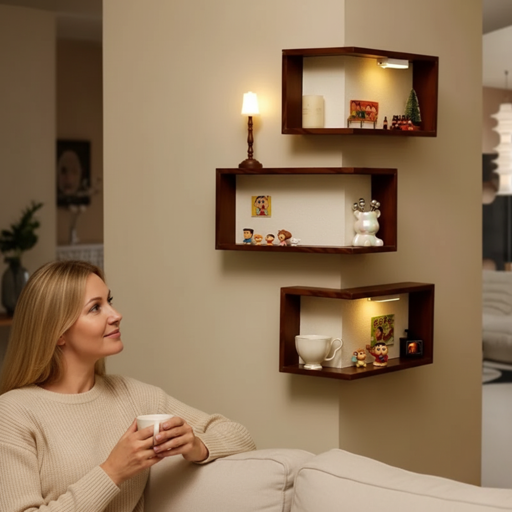 LuminaCorner – Illuminated Corner Wall Shelves with LED