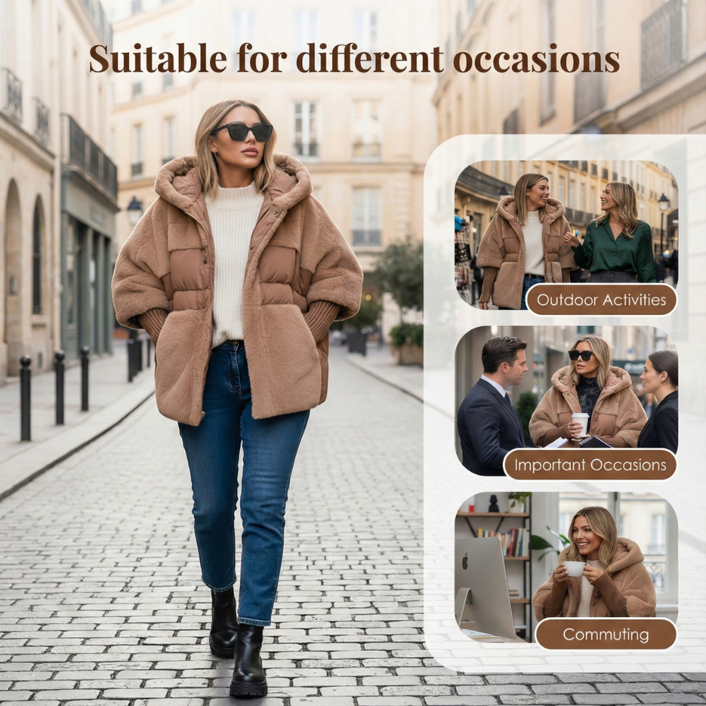 Cozevia – Women’s Quilted Hooded Jacket, Oversized Fit