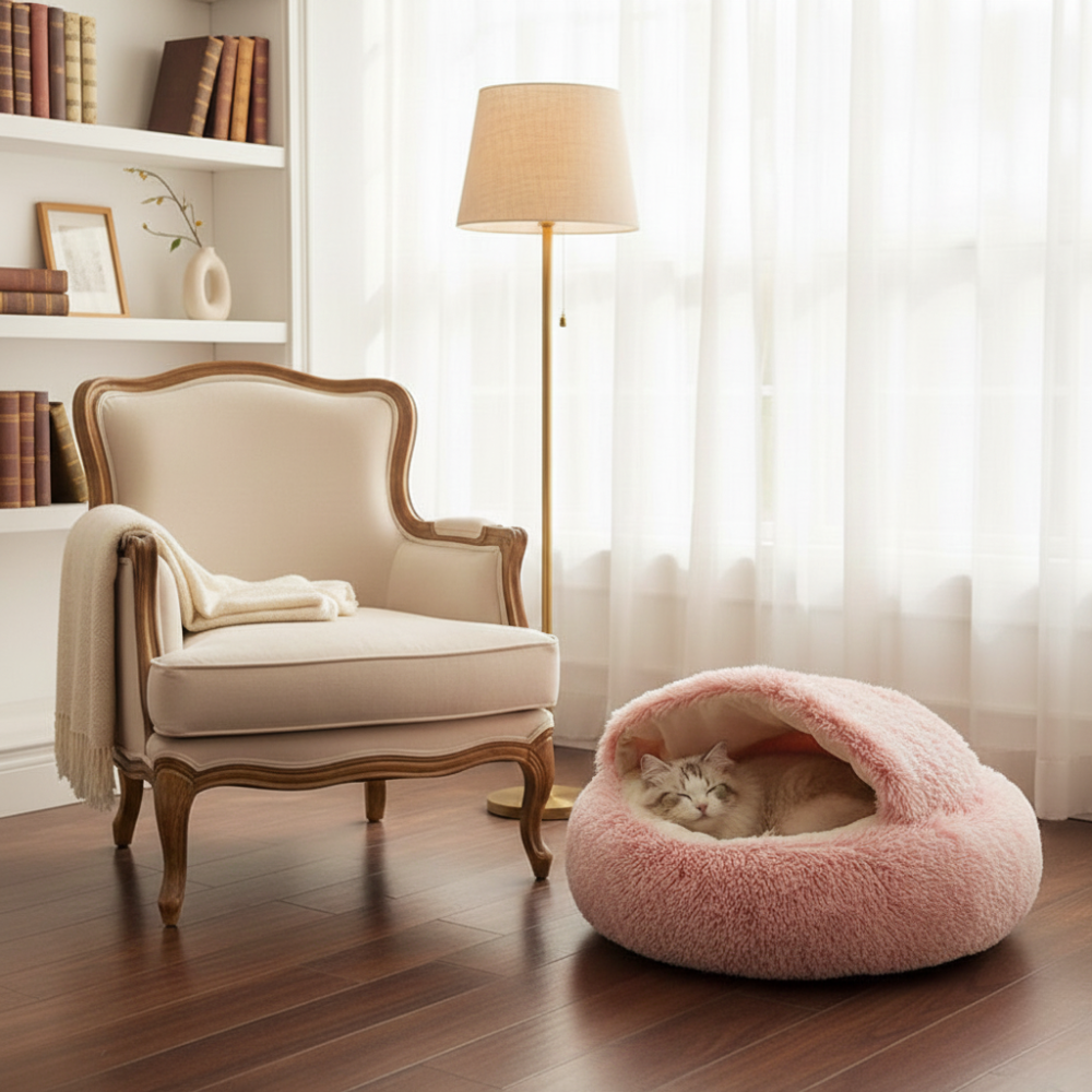 Cloofie – Plush Cave Bed for Cats, Semi-Enclosed