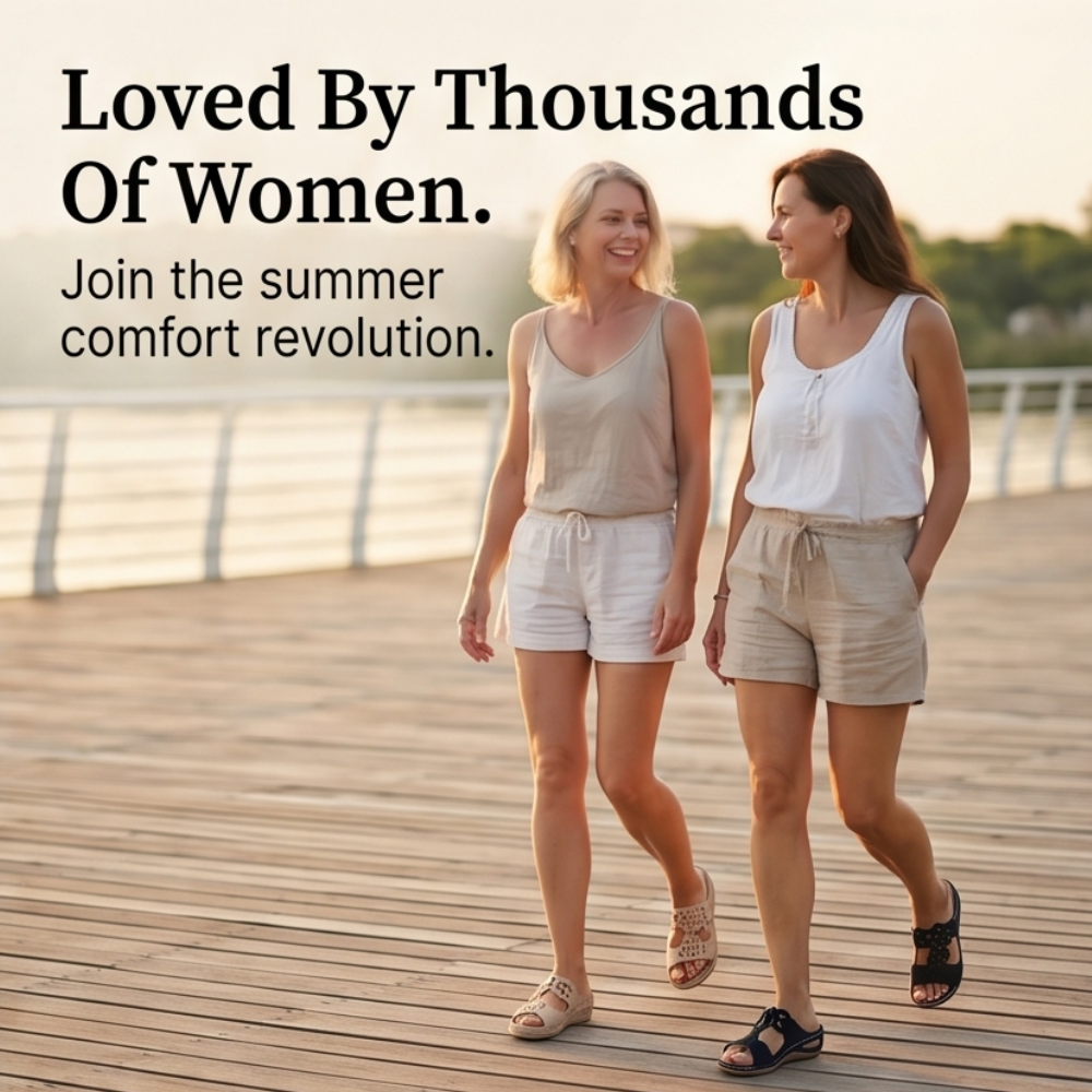 BreezeWalk – Cushioned Floral Wedge Sandals