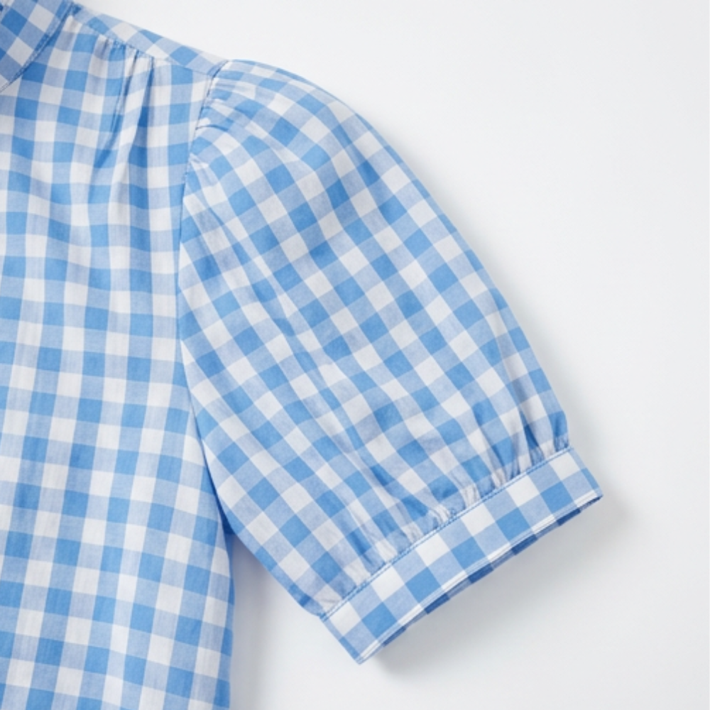 Brindle – Women's Puff Sleeve Gingham Top