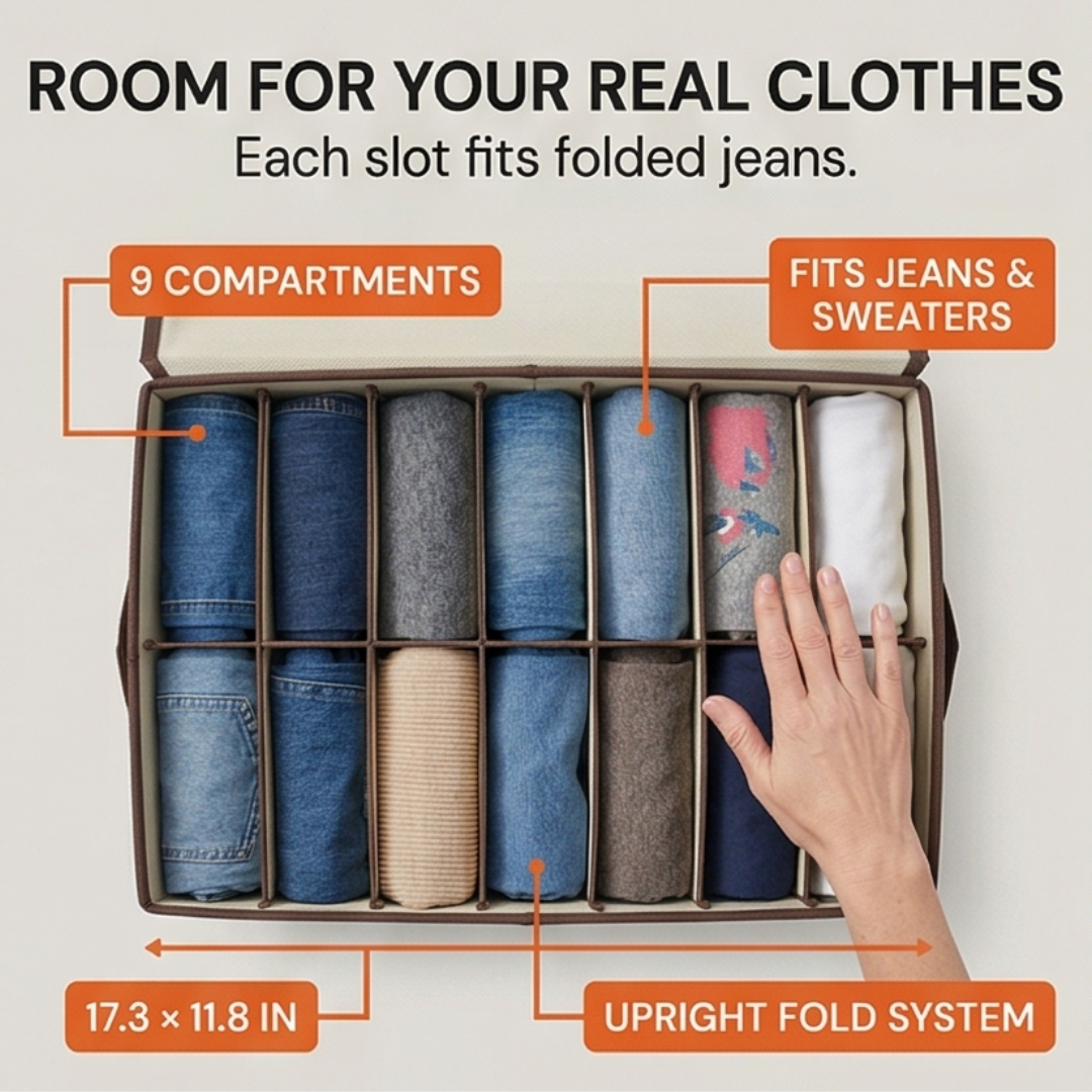 Gridwell – Foldable 9 Grid Clothes Organizer Box