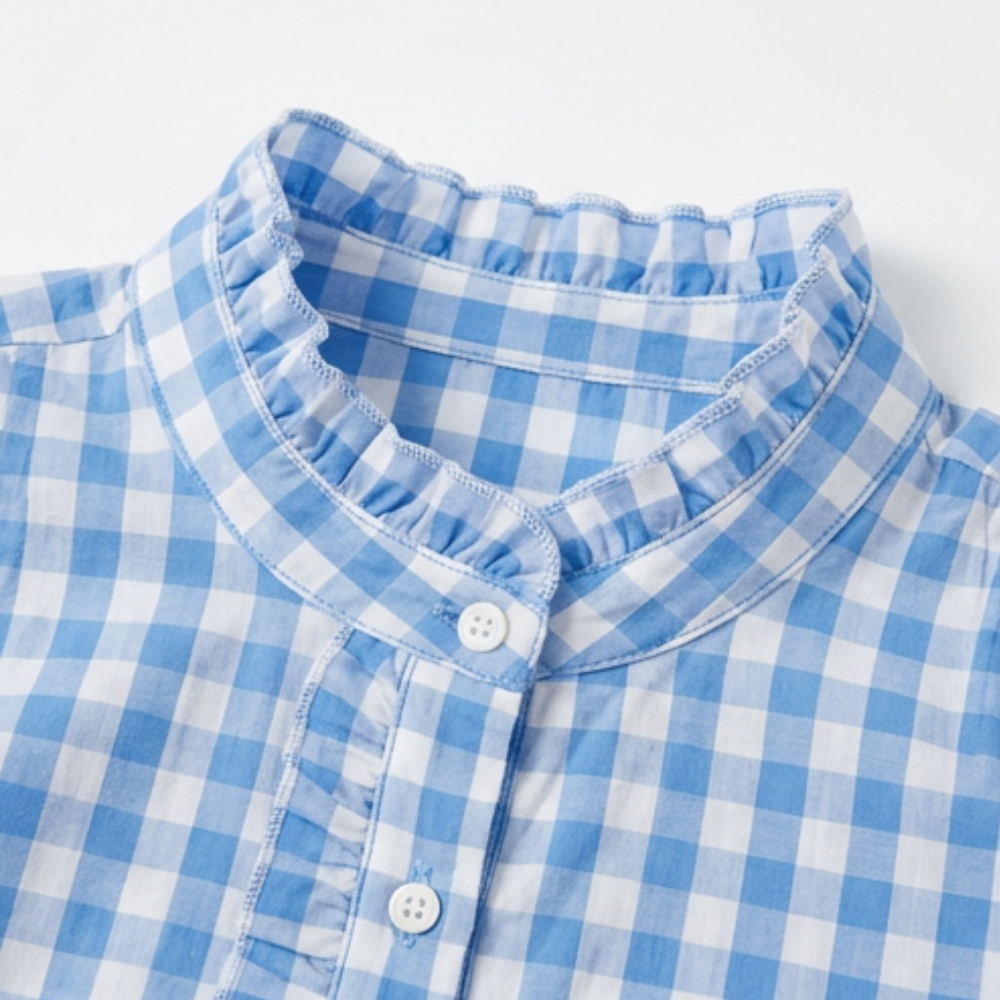 Brindle – Women's Puff Sleeve Gingham Top