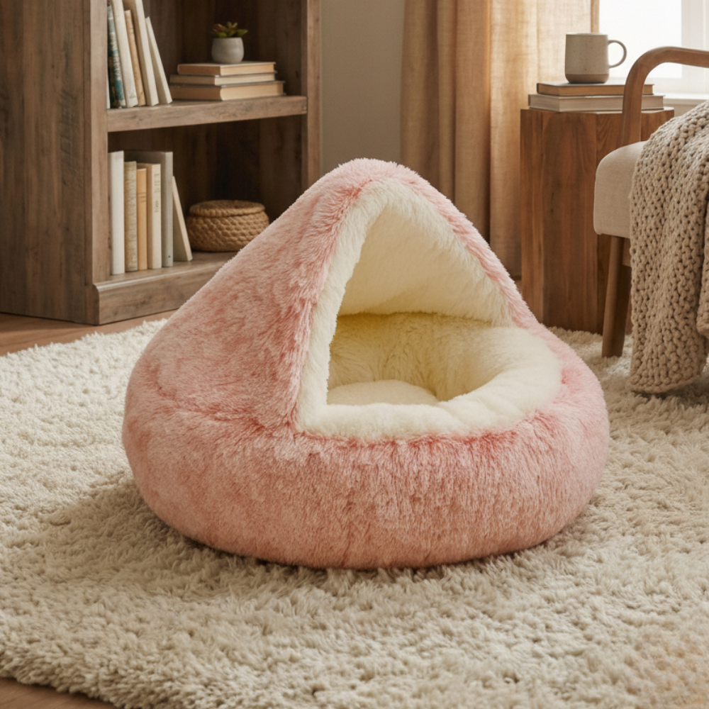 Cloofie – Plush Cave Bed for Cats, Semi-Enclosed