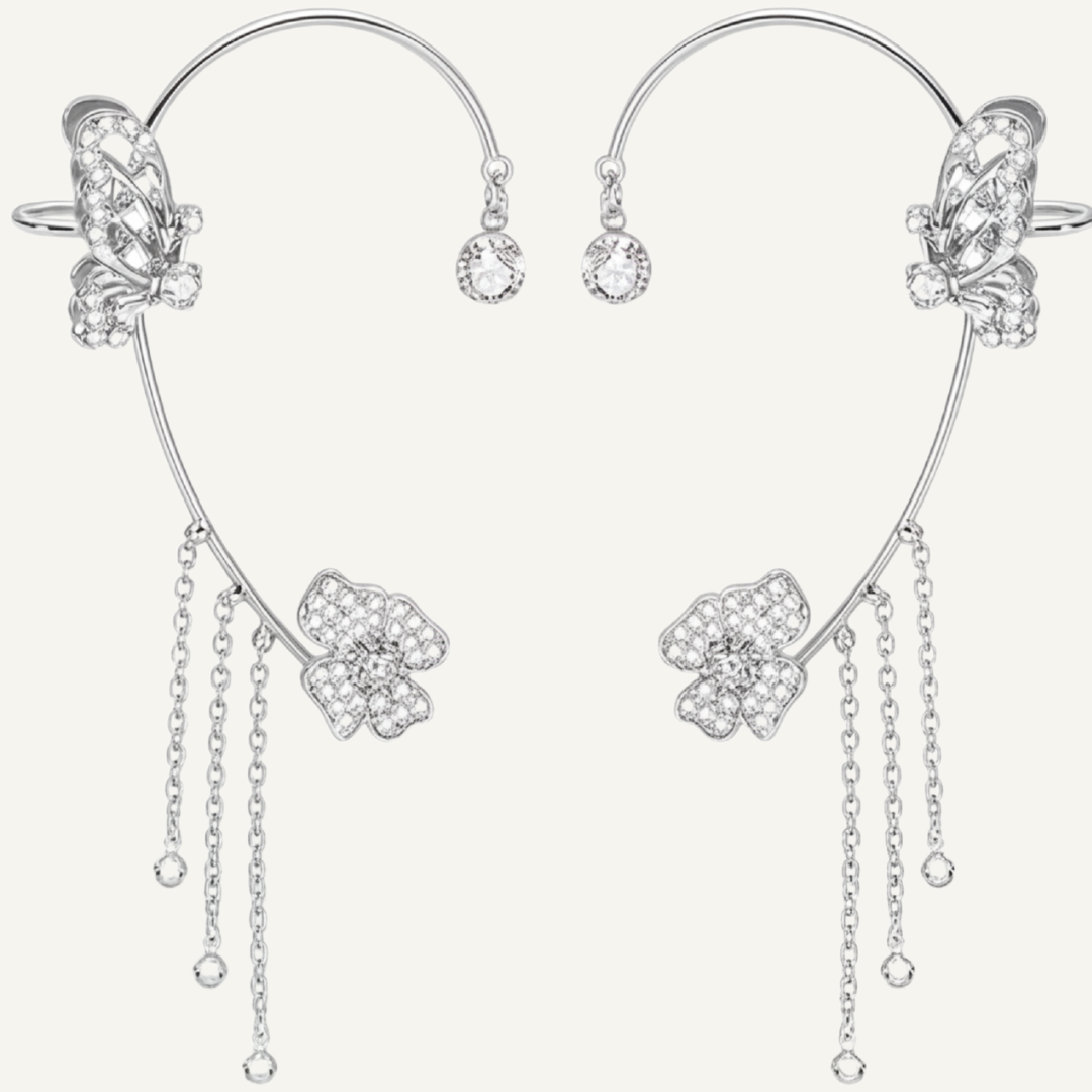 Bellara – Butterfly Ear Wrap with Flower Tassels