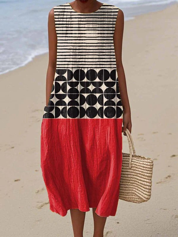 Nancy - Elegant Colorblock Midi Dress