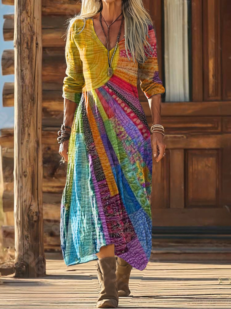 DELILAH – BOHEMIAN PATCHWORK MAXI DRESS
