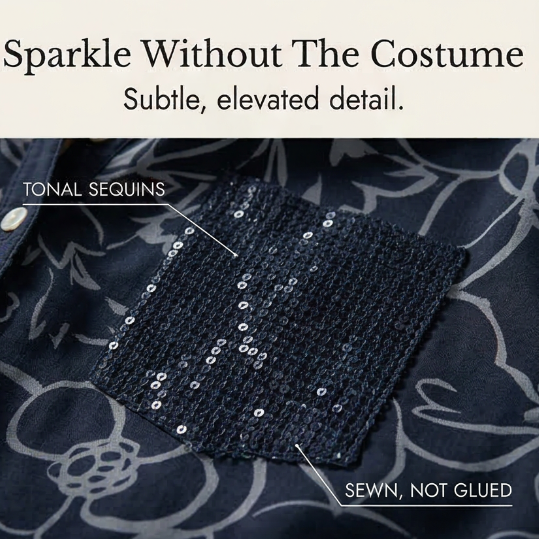 Florenne – Sequin Pocket Floral Blouse for Women