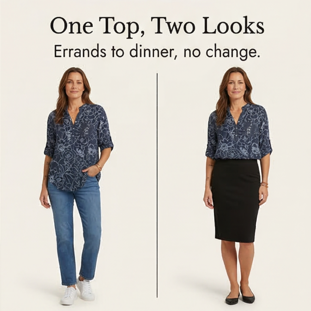 Florenne – Sequin Pocket Floral Blouse for Women