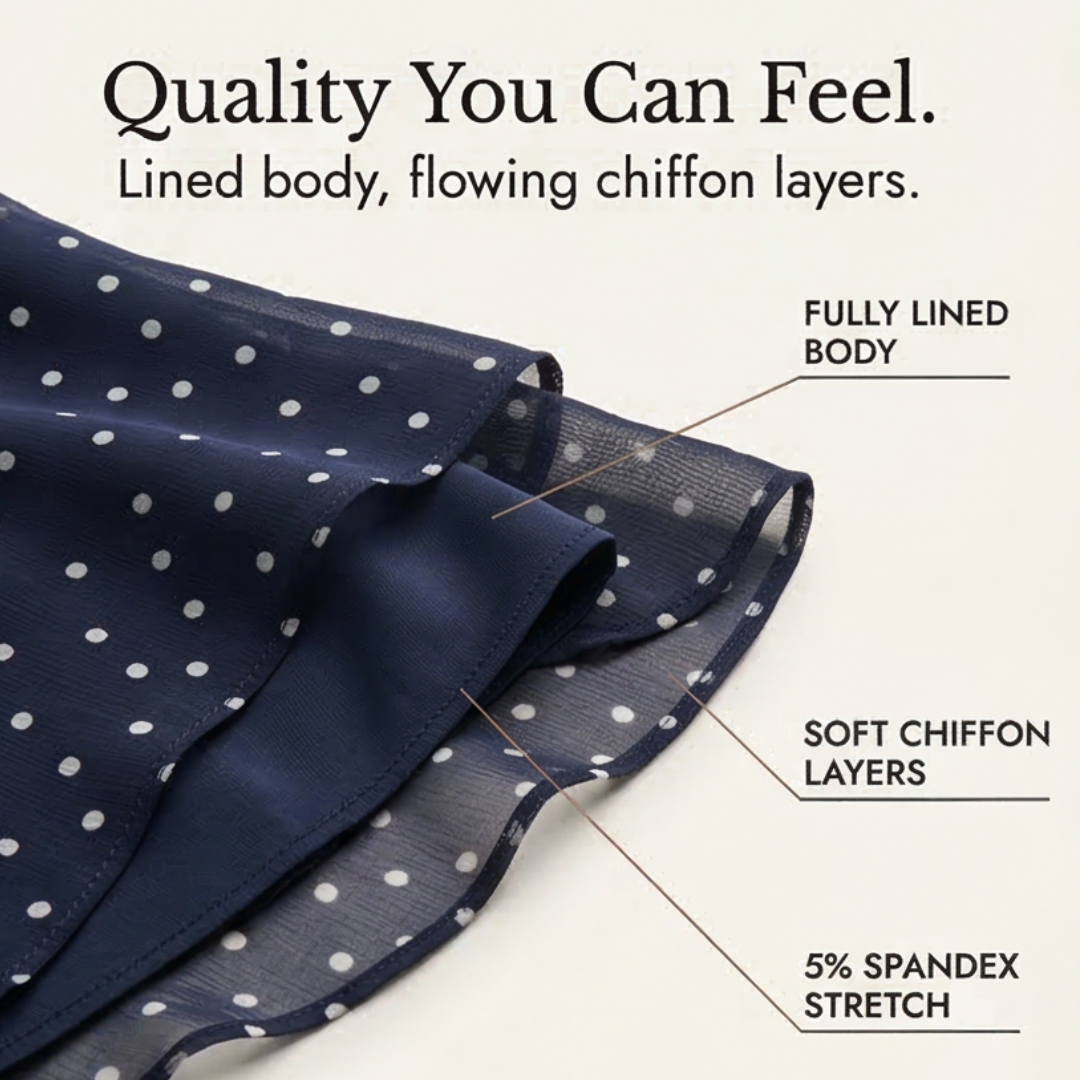 Florenne - Layered Chiffon Polka Dot Dress