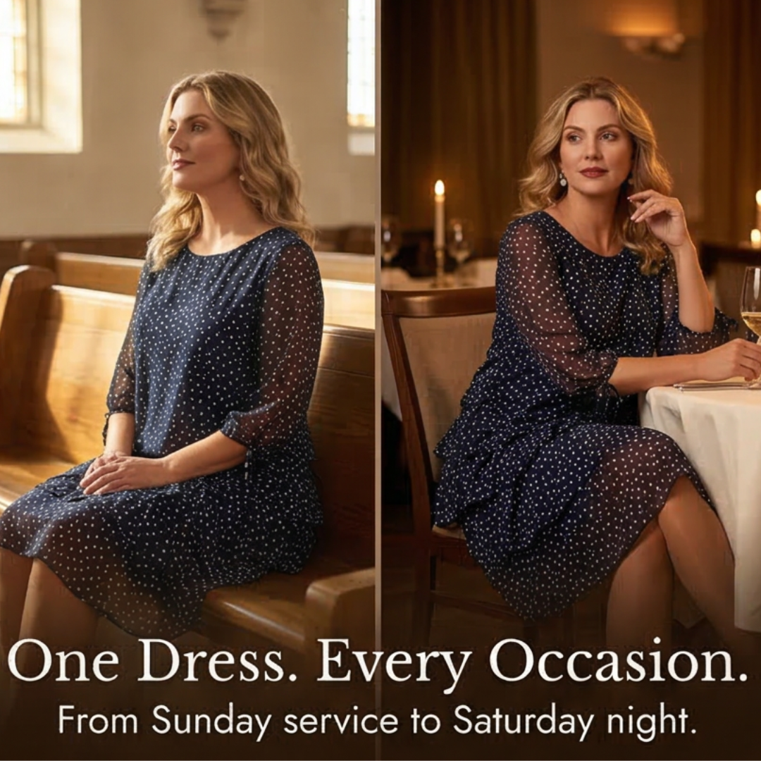 Florenne - Layered Chiffon Polka Dot Dress