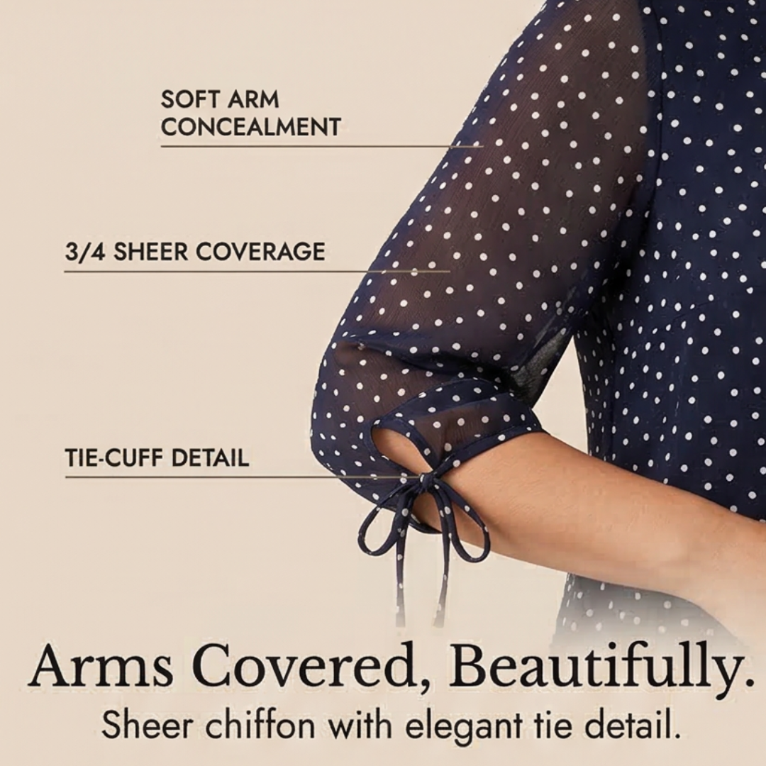 Florenne - Layered Chiffon Polka Dot Dress