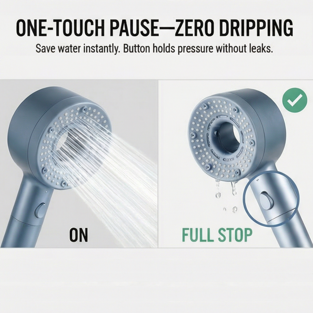 Flowtex - High pressure shower head with pause button