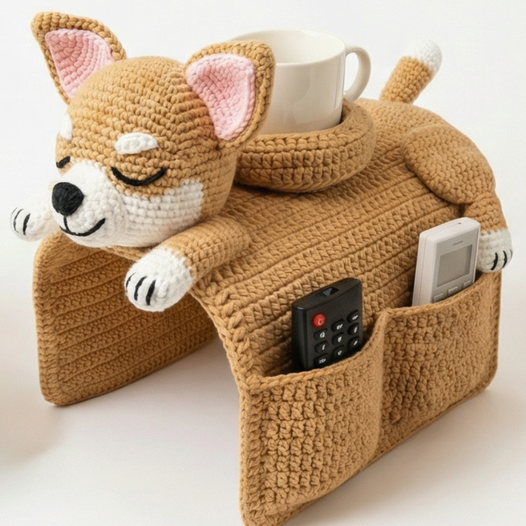 Cozipup – Crochet Dog Armrest Organizer with Cup Holder