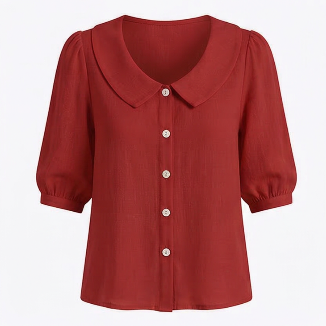 Collara – Retro Peter Pan Collar Button Up Blouse