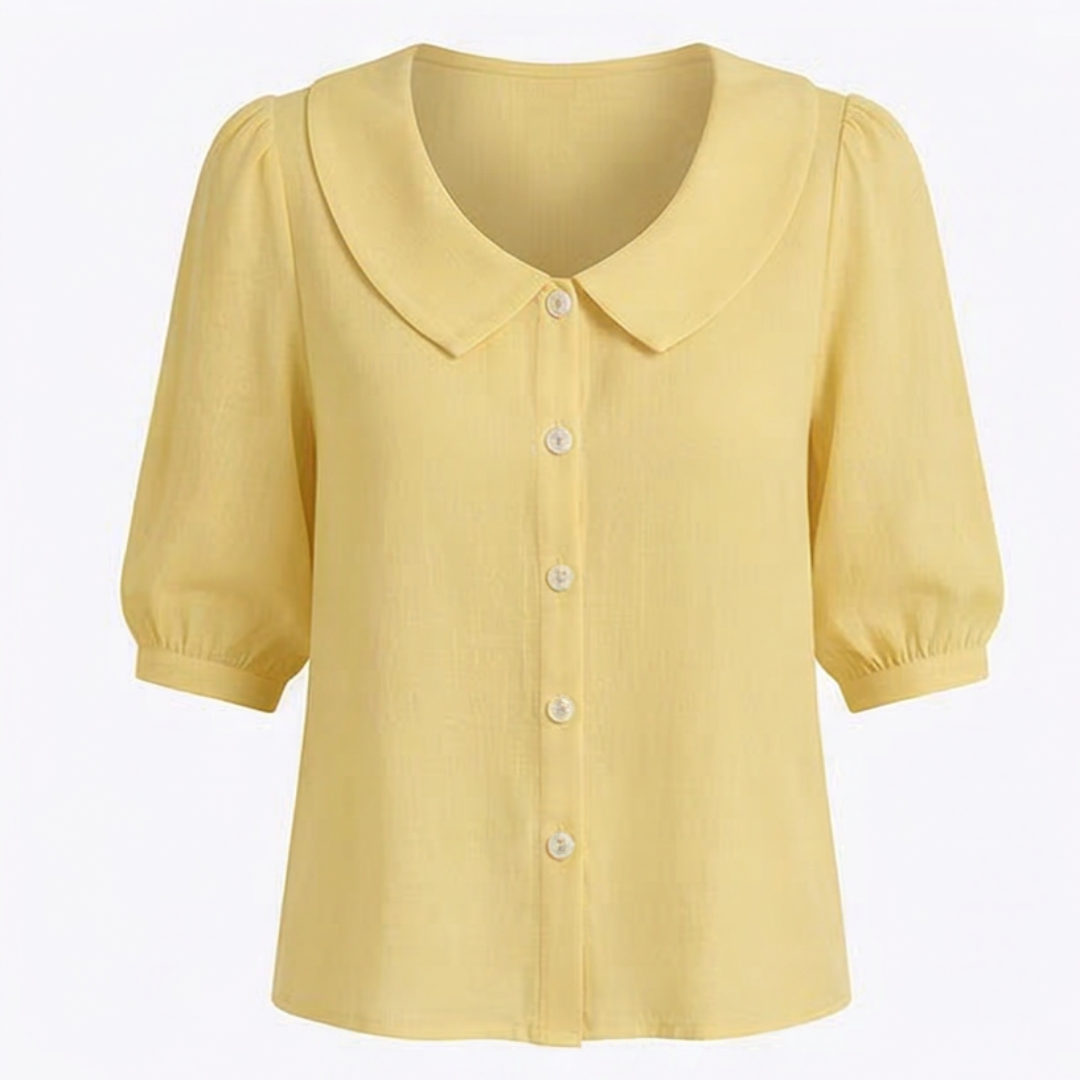 Collara – Retro Peter Pan Collar Button Up Blouse