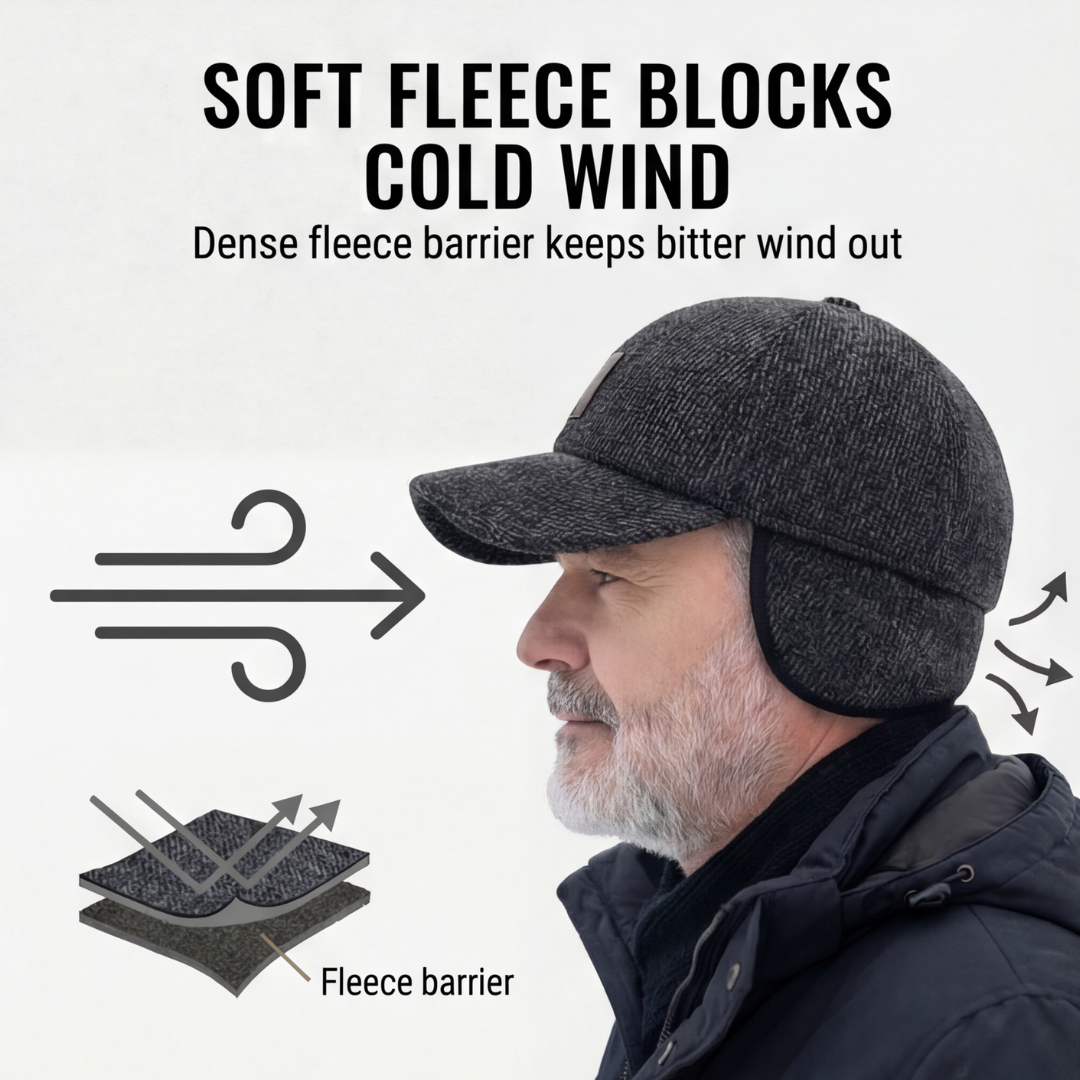 Coldguard - Fleece lined winter baseball cap with ear flaps