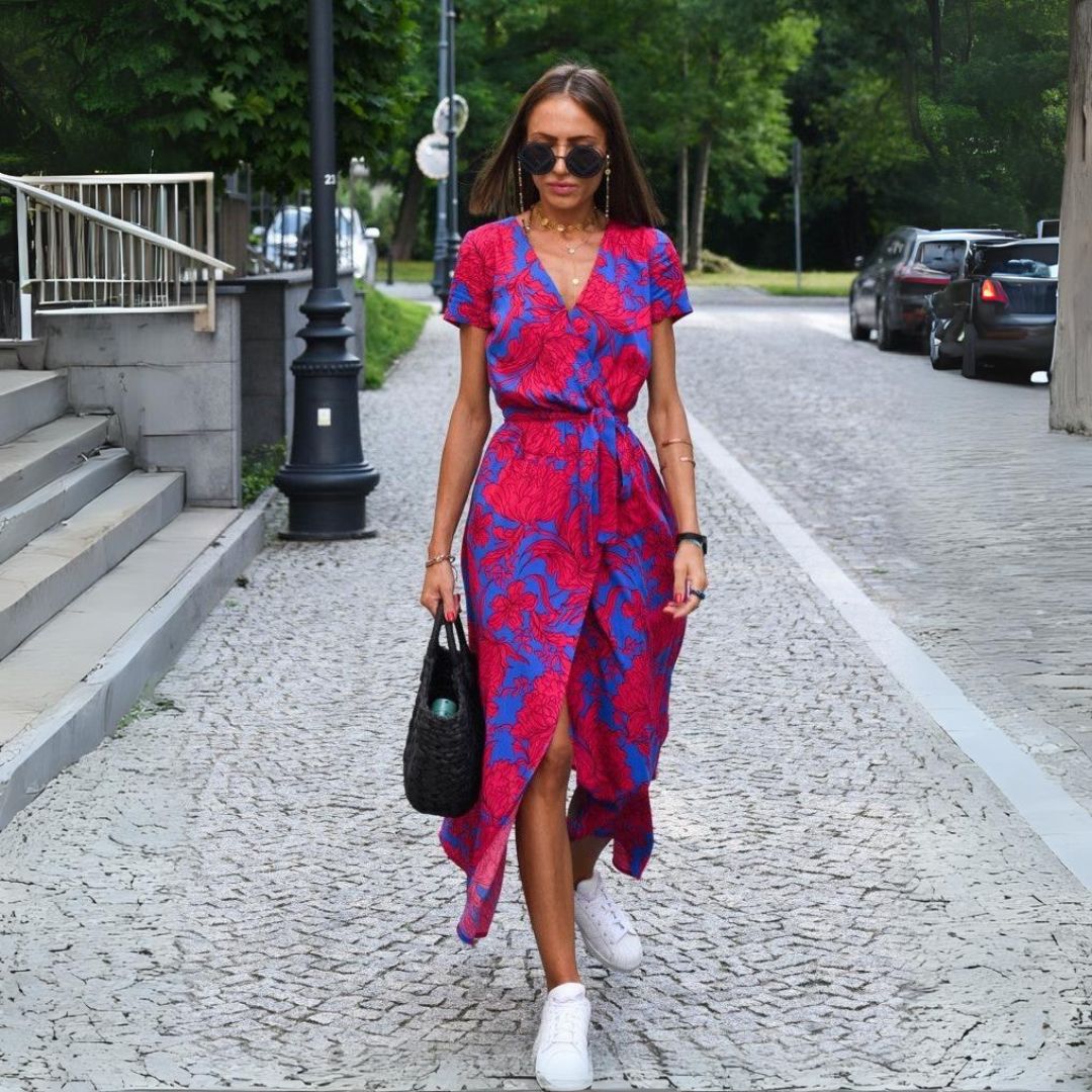Tzahalit™ | Elegant V-Neck Floral Dress