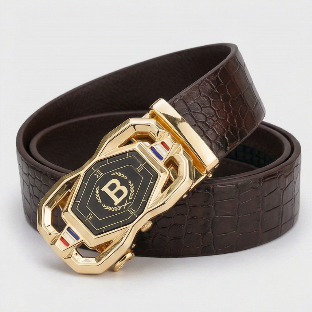 Beltoni - Crocodile leather belt with auto lock buckle