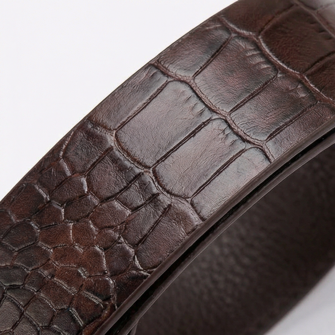 Beltoni - Crocodile leather belt with auto lock buckle