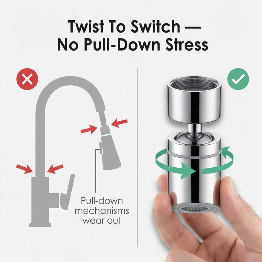Flowtura - 360° swivel faucet aerator with dual spray (2-pack)