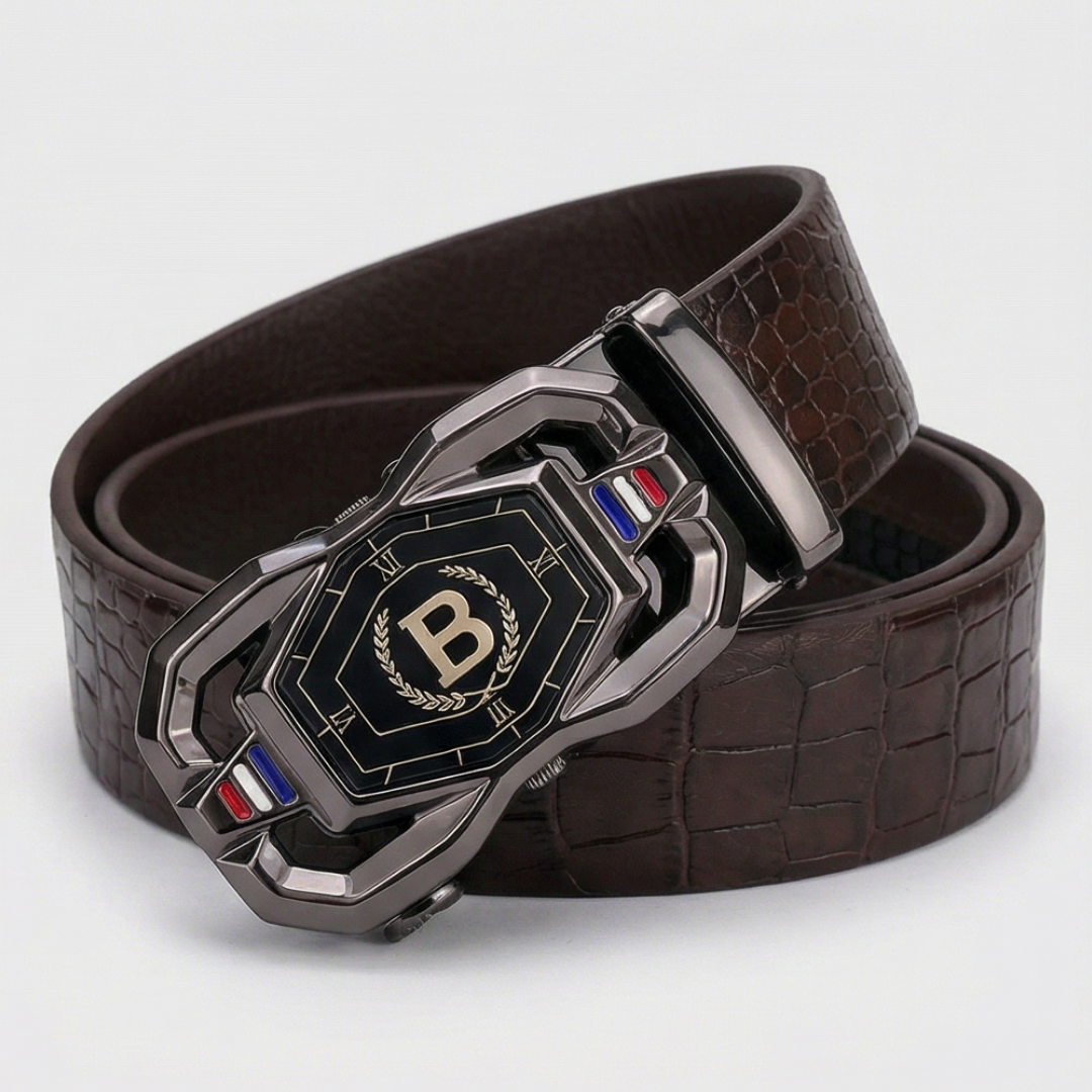Beltoni - Crocodile leather belt with auto lock buckle