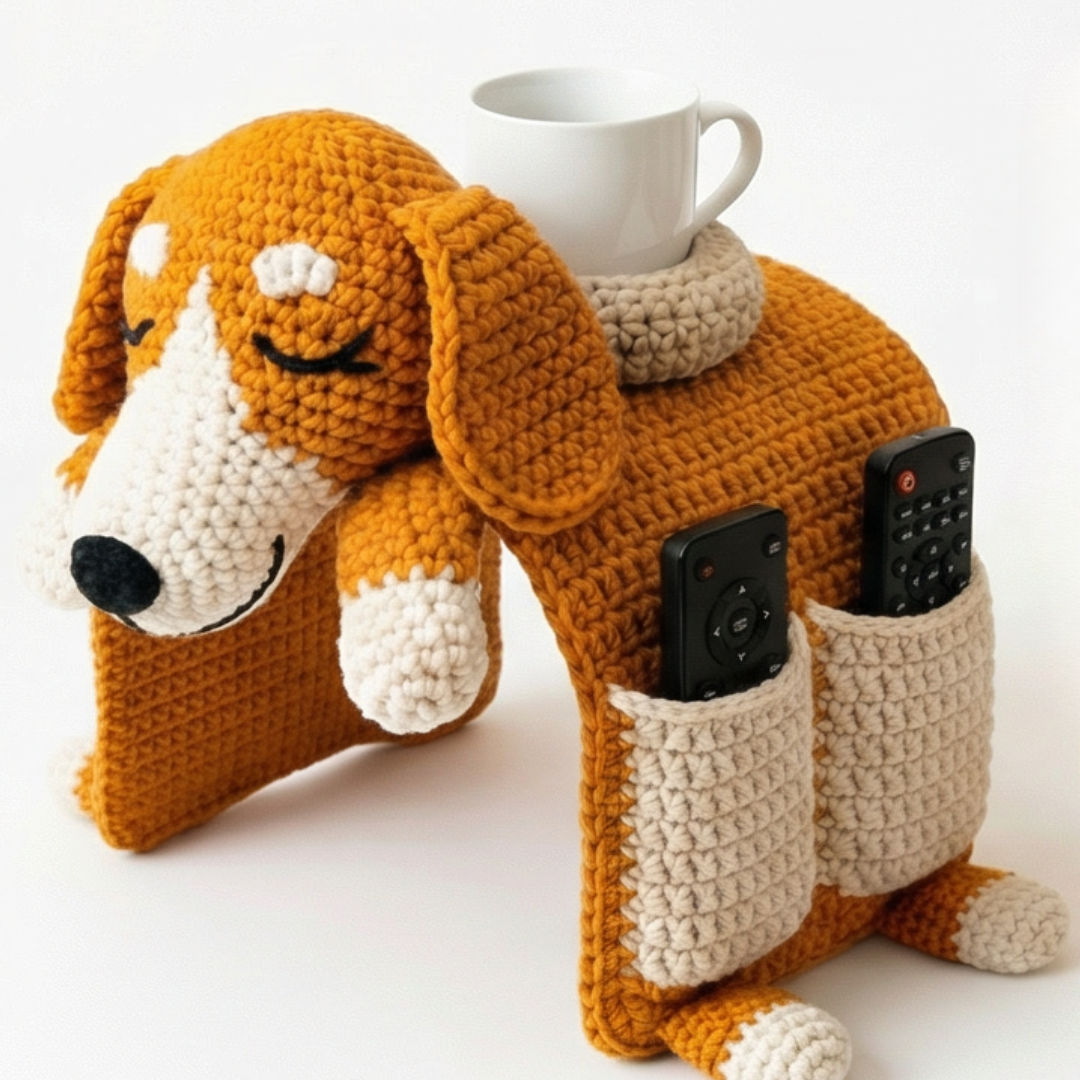 Cozipup – Crochet Dog Armrest Organizer with Cup Holder