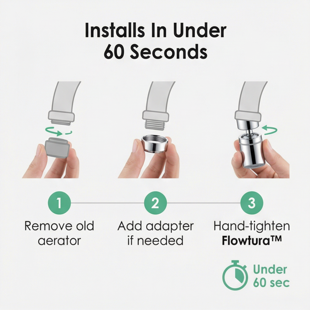 Flowtura - 360° swivel faucet aerator with dual spray (2-pack)