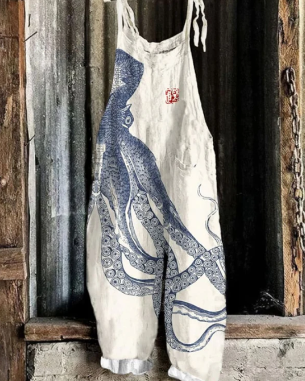 Lightweight artisanal overall in octopus style