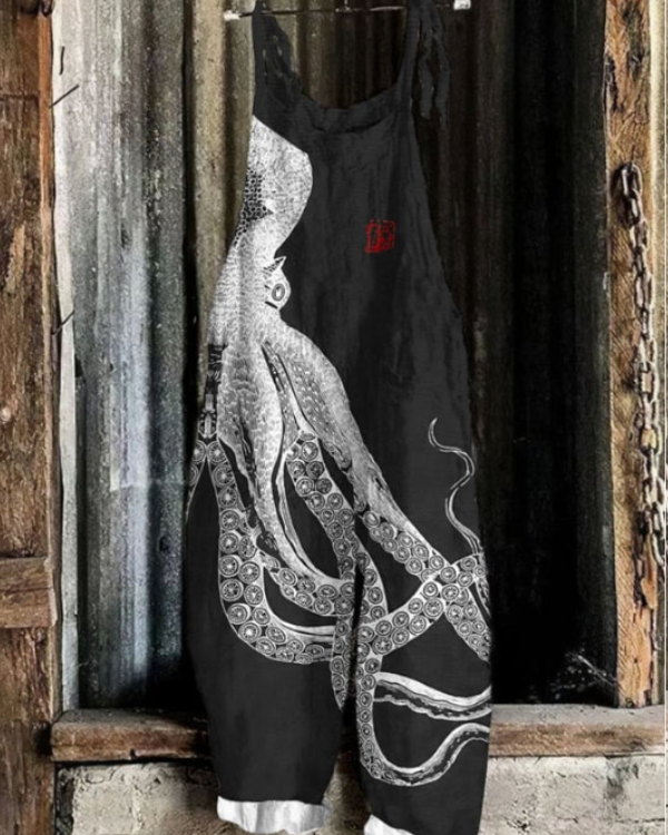 Lightweight artisanal overall in octopus style