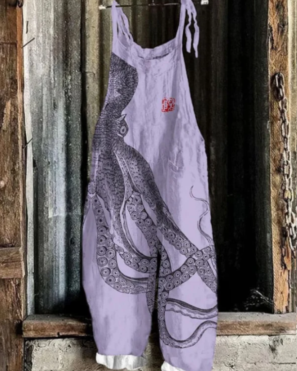 Lightweight artisanal overall in octopus style