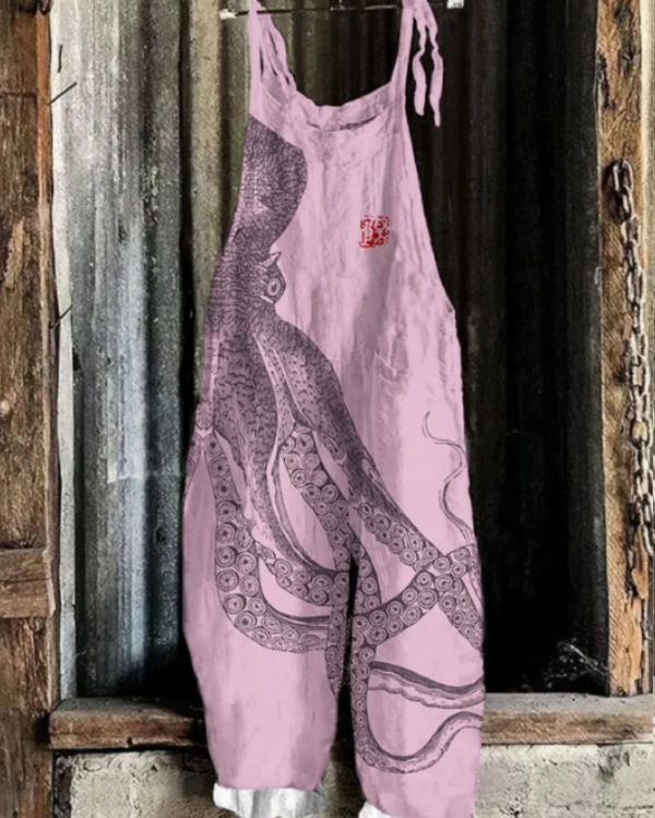 Lightweight artisanal overall in octopus style