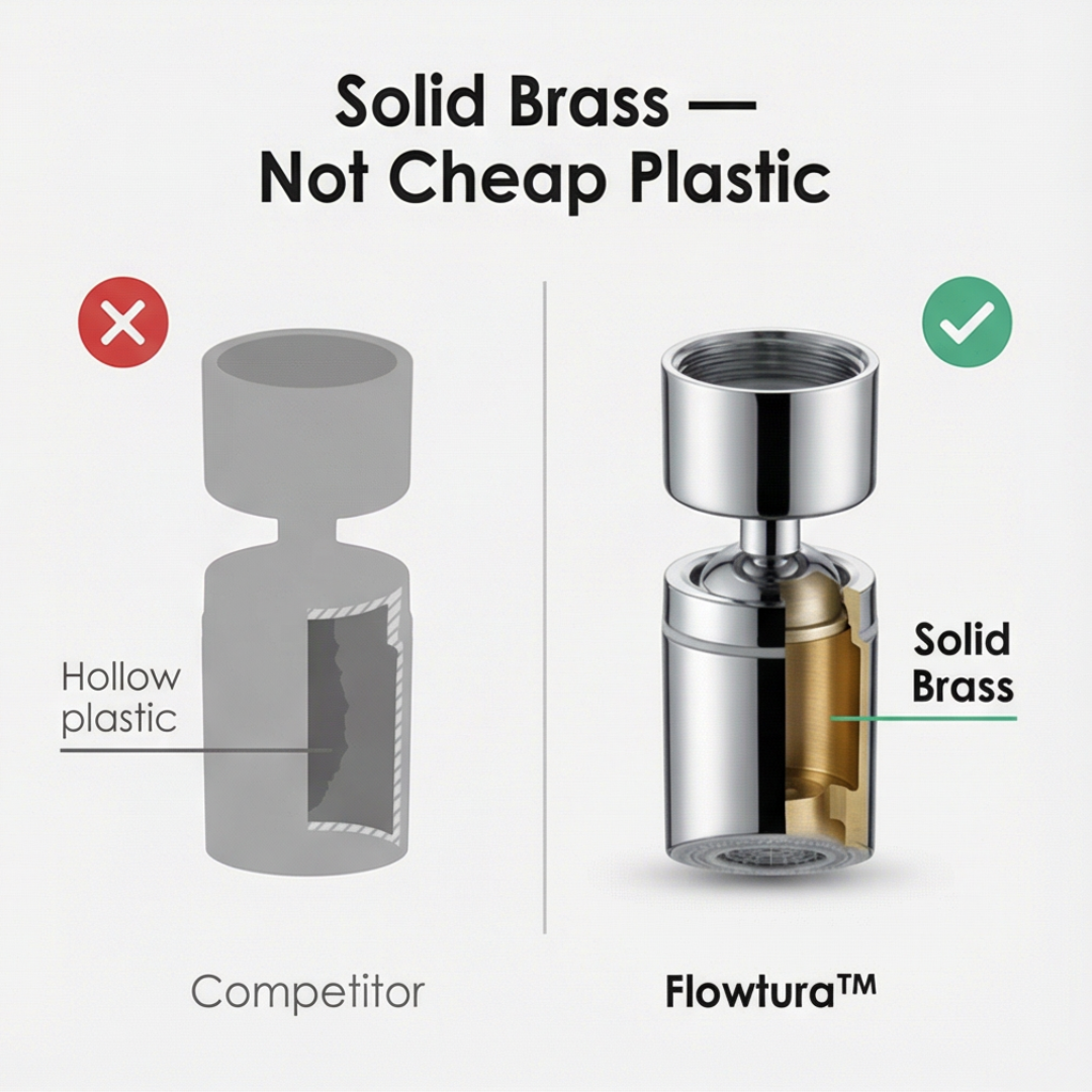 Flowtura - 360° swivel faucet aerator with dual spray (2-pack)