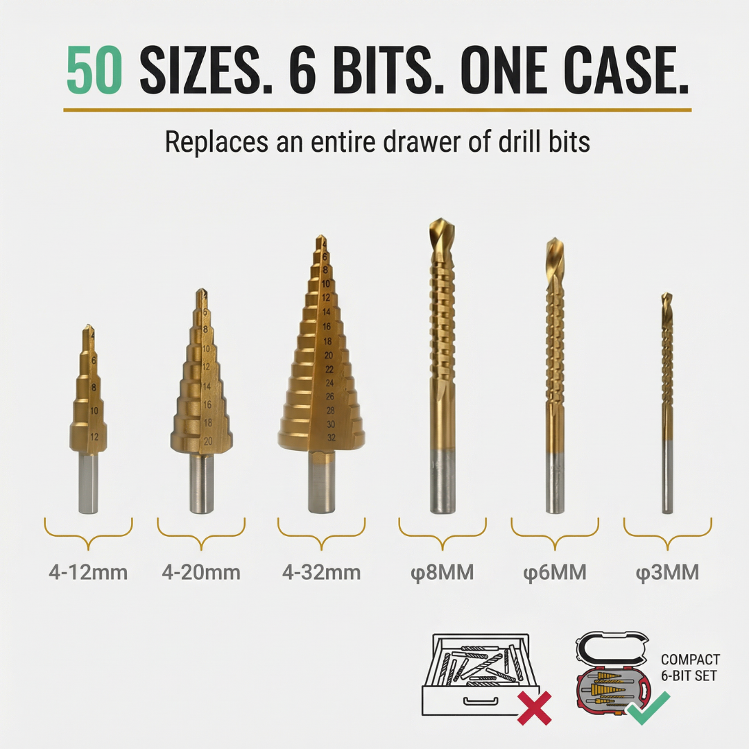 Ironedge - 6 piece step and sawtooth drill bit set