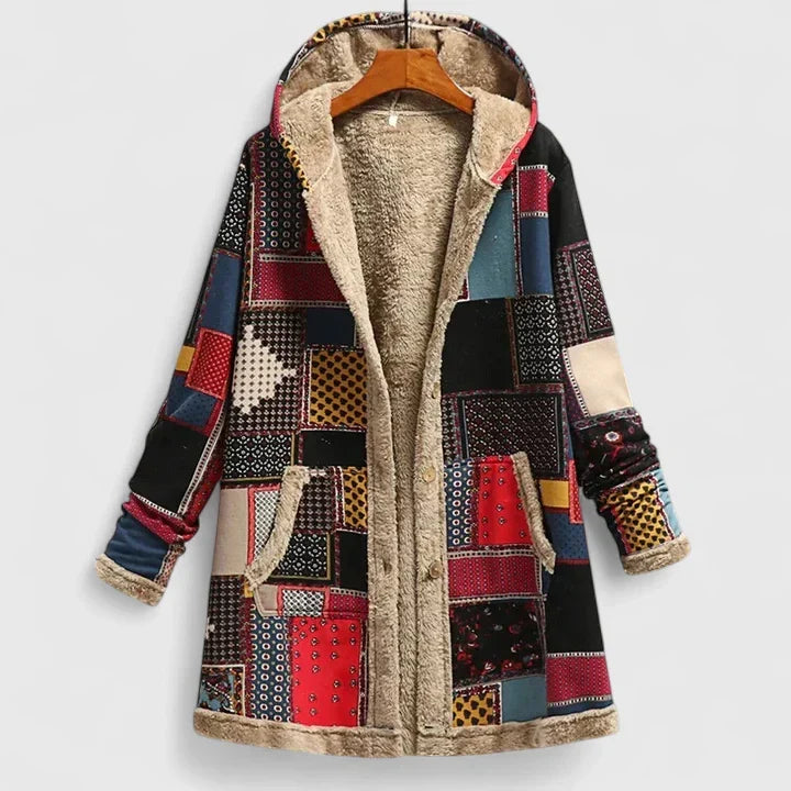 CARRIE – COZY FLORAL HOODED COAT