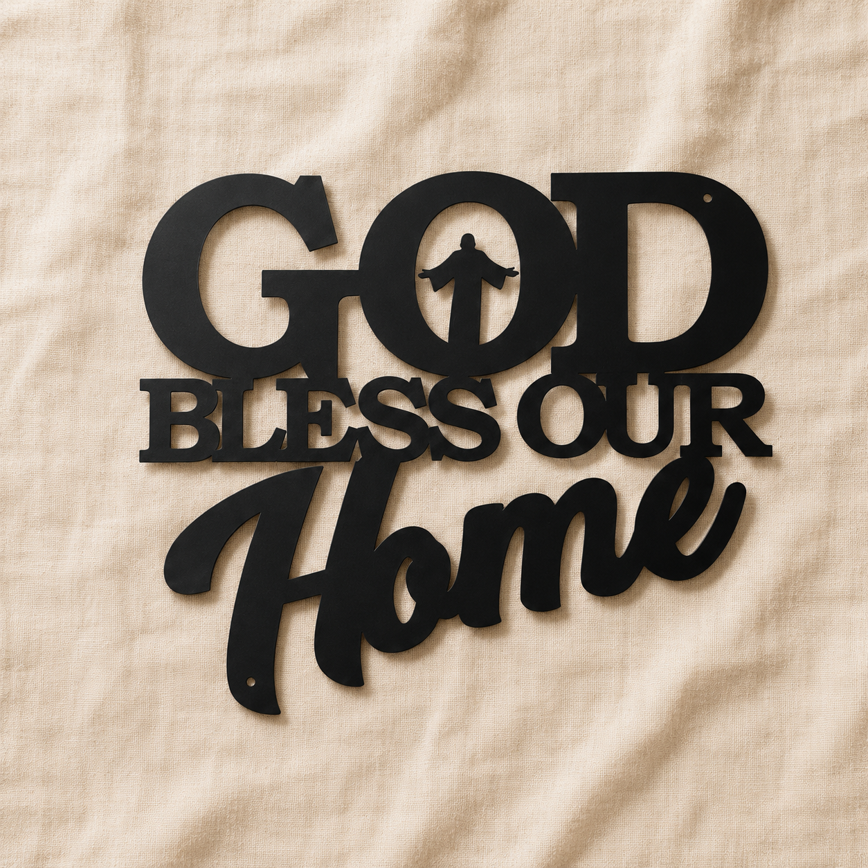 Hearthwell – Black Metal Wall Sign, Faith & Home Decor Art