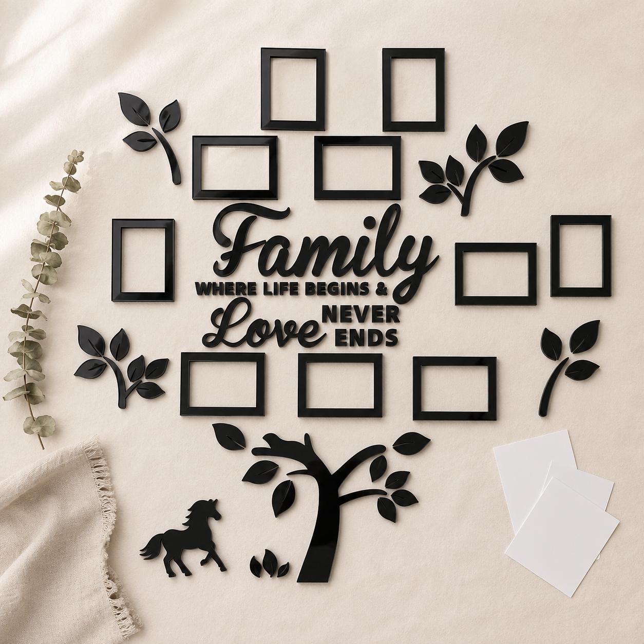 Halena – 3D Acrylic Family Tree Wall Decor with 11 Photo Frames