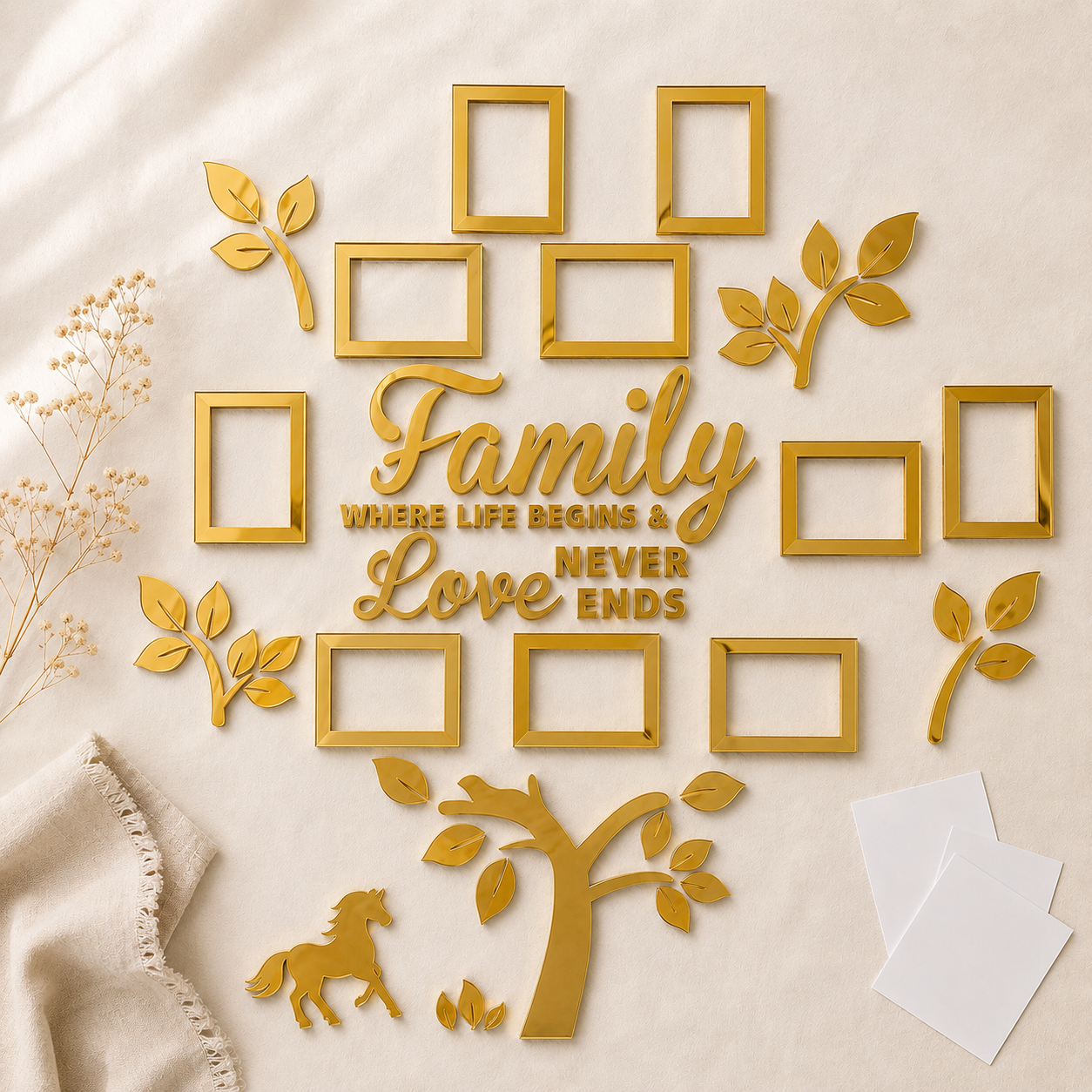Halena – 3D Acrylic Family Tree Wall Decor with 11 Photo Frames